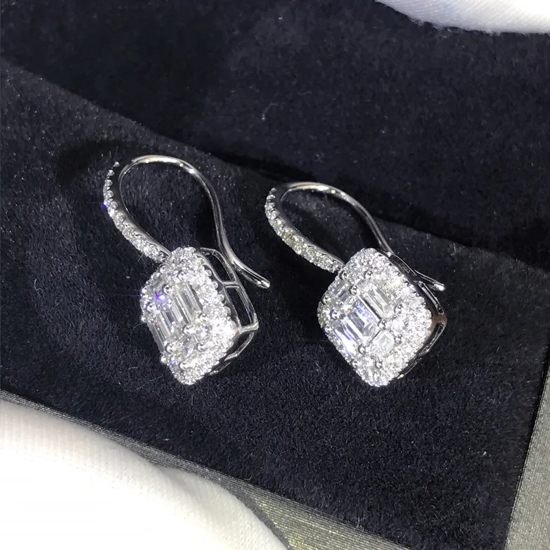 Vecalon Elegant Lady Dangle Earring 5A Cz Echt 925 Sterling Zilver Party Wedding Drop Oorbellen Voor Vrouwen Bruids Jewelry277n