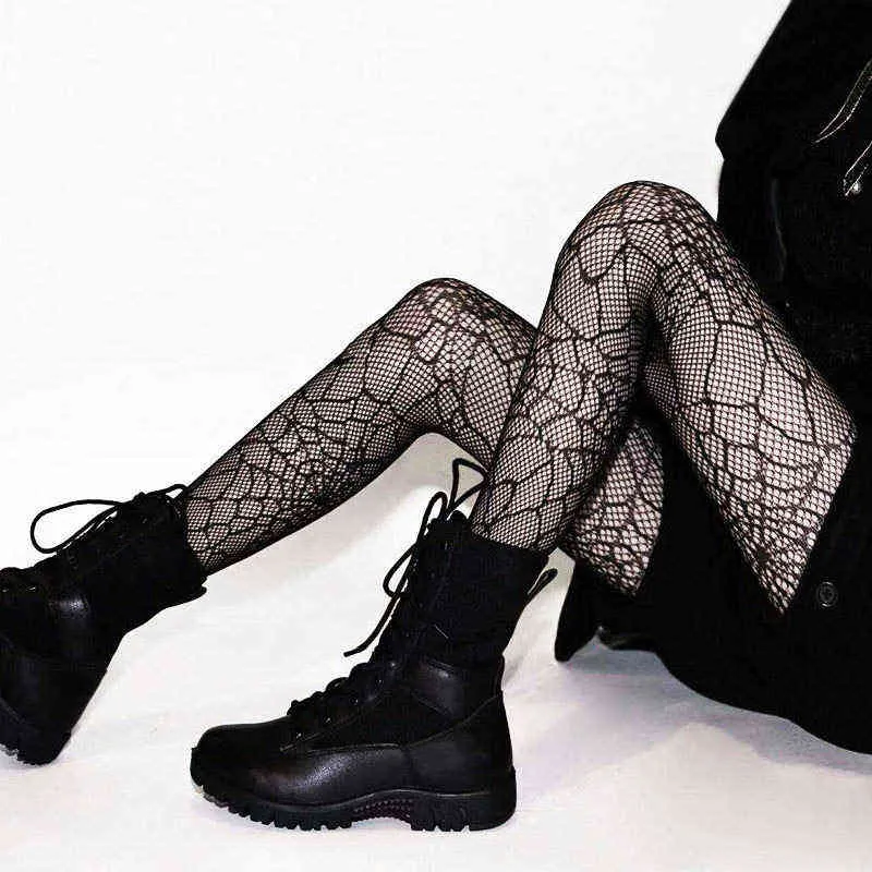 أزياء شباك صيد جوارب شارع القوطية الظلام العنكبوت ويب الجوارب النساء شبكة مثير تأثيري جوارب القوطية الملابس Y1119
