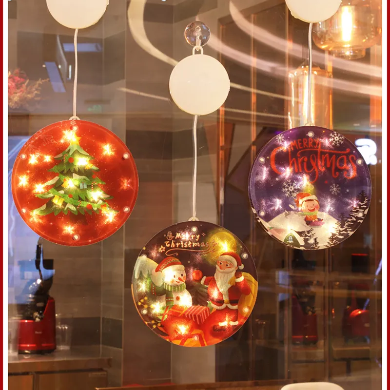 Kerst Ronde Led Decoratie Hangende Licht Kamer Gordijn Kerstboom Ornamenten Nieuwjaar Winkelcentrum Venster Home Decor7353934