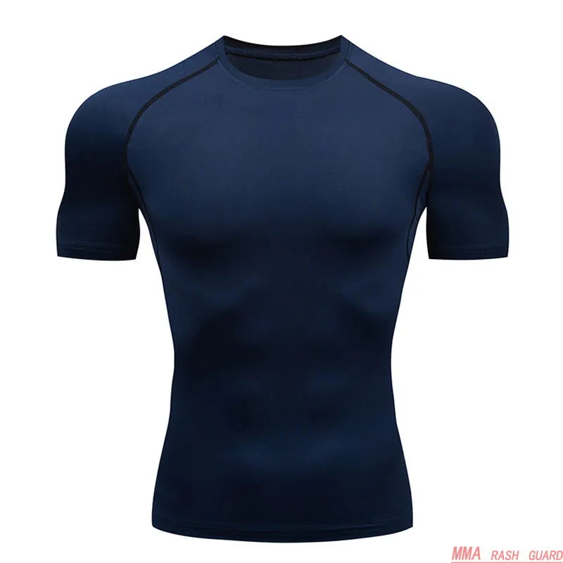 Tops masculinos camisetas fitness camisa de manga curta cor sólida t-shirt collants respirável bodybuilding roupas masculinas camisa muscular 210409