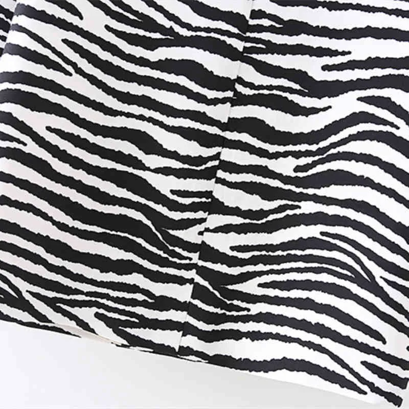 Vinatge Woman Loose Zebra Stripes Blazer Coats Spring Casual Ladies Basic Outwear Female Elegant Streetwear Jackets 210515