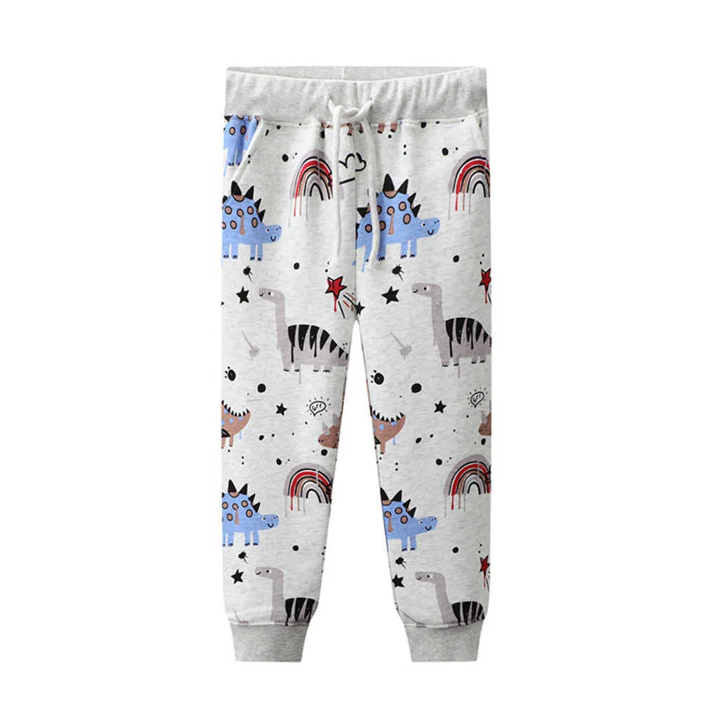 Jumping Meters Hiver Automne Dinosaures Tous Imprimer Cordon Vente Garçons Filles Long Pantalon Pantalon 210529