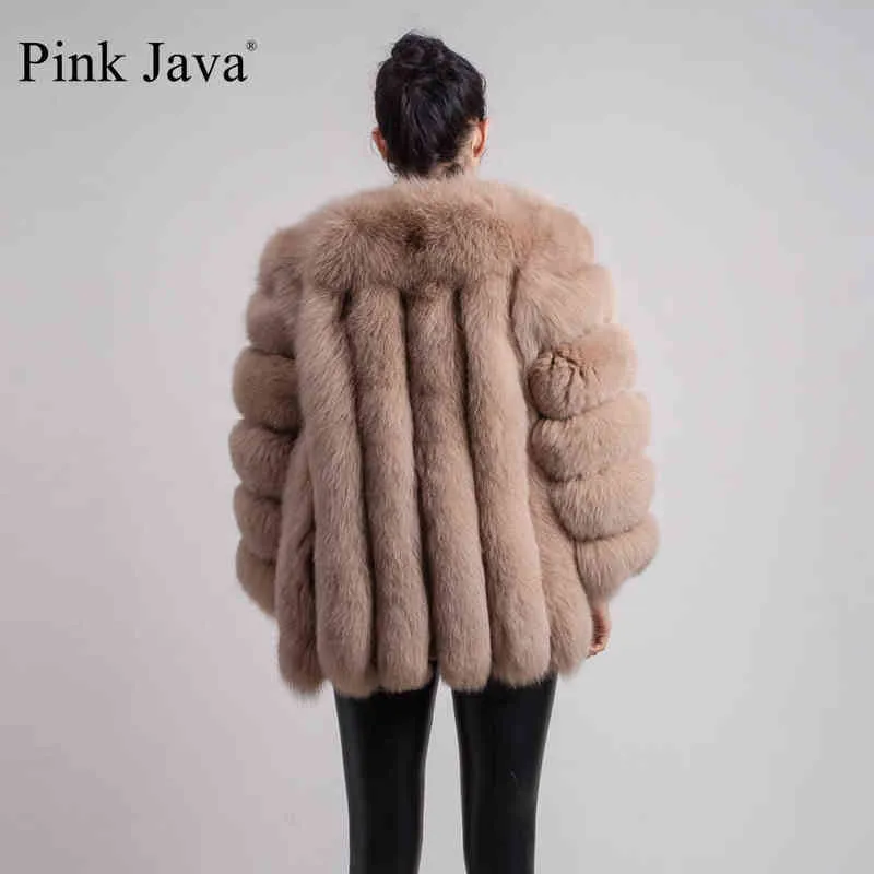 Rose java 8128 arrivée femmes vêtements d'hiver manteau de fourrure véritable veste de fourrure naturelle grande fourrure à manches longues 211130