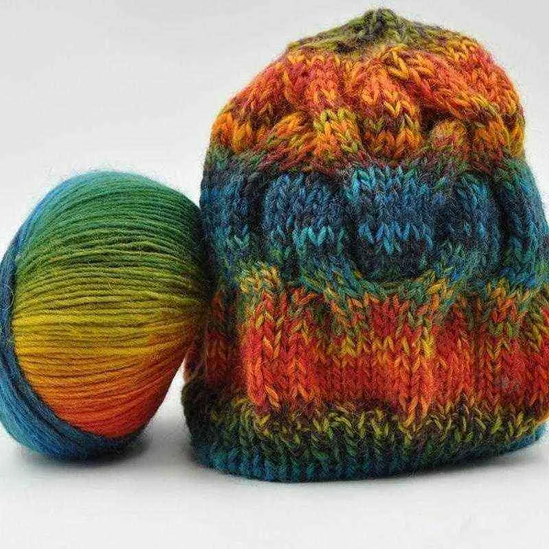 5 rotoli da 50 g/palla pettinata filato arcobaleno tinto a sezione 100% filato di lana puro mano fai-da-te filo sciarpa a scialle all'uncinetto y211129