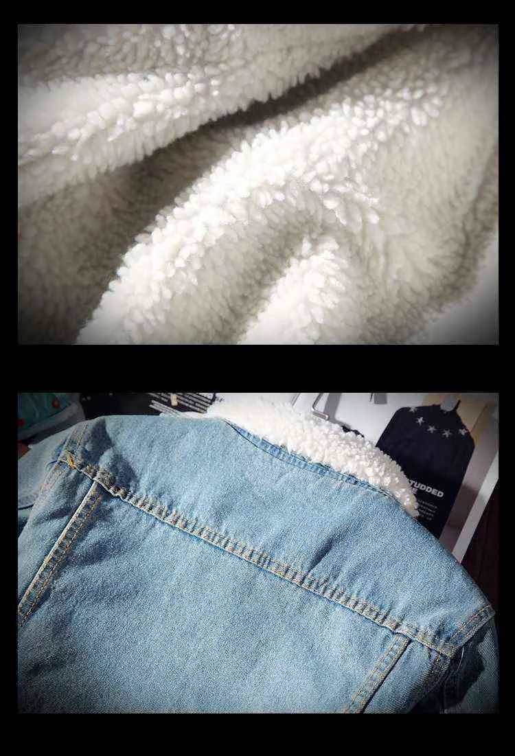 Nowsaa Giacca da uomo e cappotto Trendy Warm Fleece Giacca di jeans spessa Giacca invernale da uomo Jean Capispalla Uomo Cowboy Plus Size 211029