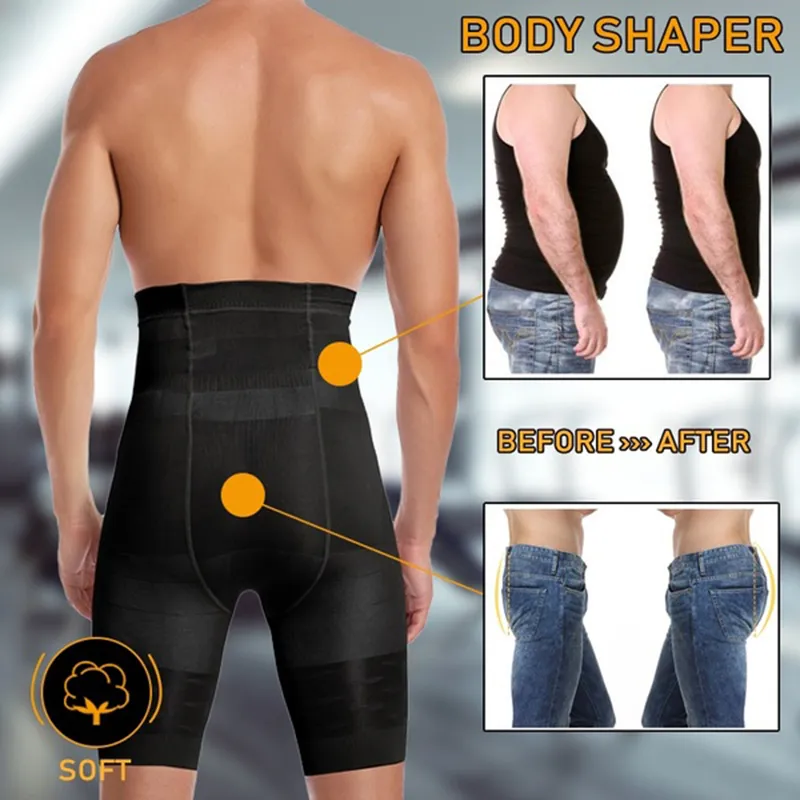 Hommes Minceur Corps Shaper Taille Formateur Taille Haute Shaper Contrôle Culotte Compression Sous-Vêtements Abdomen Ventre Shaper Shorts