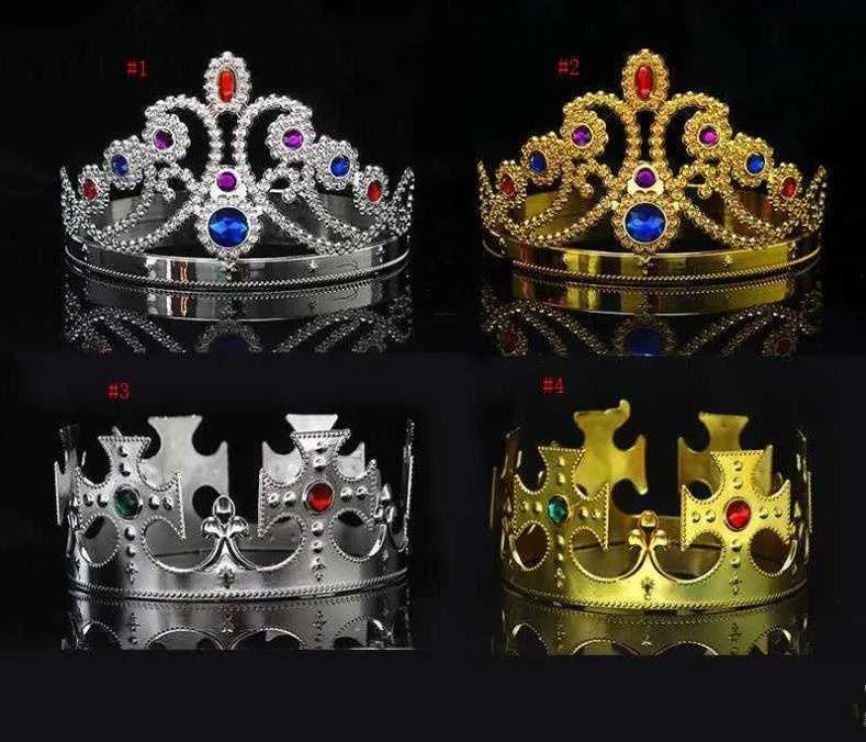 Cosplay King Queen Crown Party Hüte Reifen Prinz Prinzessin Crowns Birthday Party Hat Gold Silber 2 Farben mit Opp-Taschen