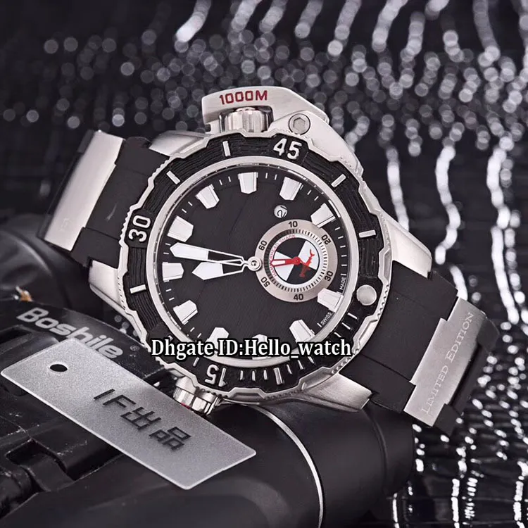 46 мм Большой размер дата Maxi Marine Diver 3203-500LE-3 93-hammer Blue Dial Автоматическое мужское часы Сталь Корпус Синий резиновый ремешок Sport WRIS279G