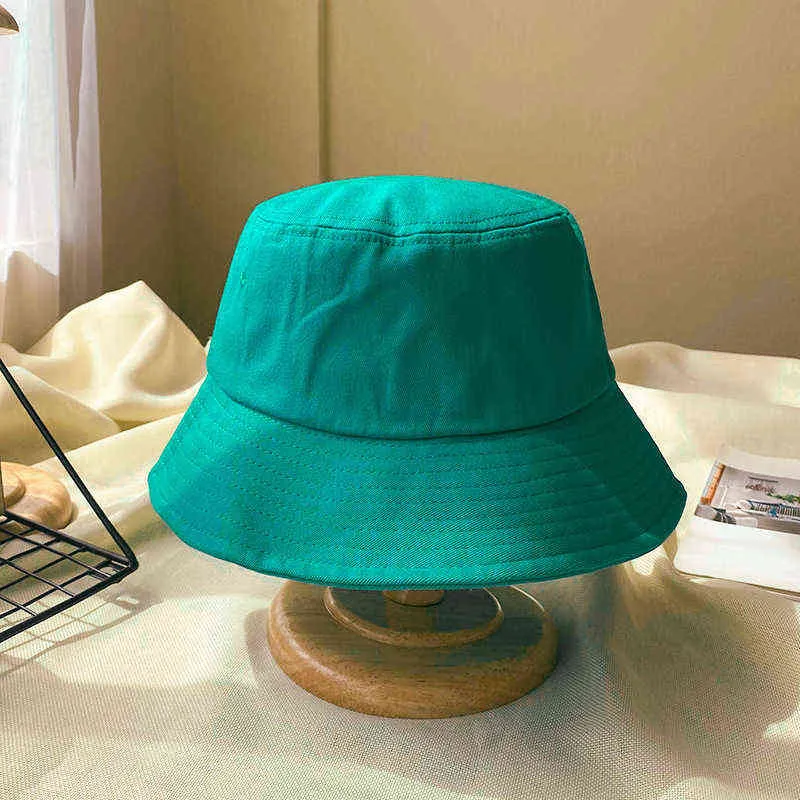 es sólidos nuevo verano primavera mujeres sombrero para el sol algodón Panamá Floding sombrero de cubo niñas sombrero de pescador personalizado Y2203013105
