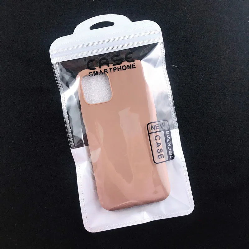 6,9 дюйма универсального желтого розового ясного саманожного мешка застежки -молнии с европейской дырой для iPhone 13 12 11 Pro XS Max 8 7 Plus Case