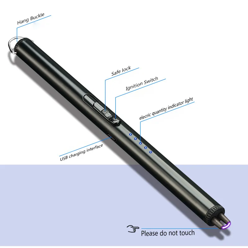 Flammenloses Kerzenfeuerzeug, USB-wiederaufladbares Plasma-Lichtbogenfeuerzeug mit Sicherheitsschalter für Zuhause, Küche, Kochen, Camping, Urlaub, Feuerwerk