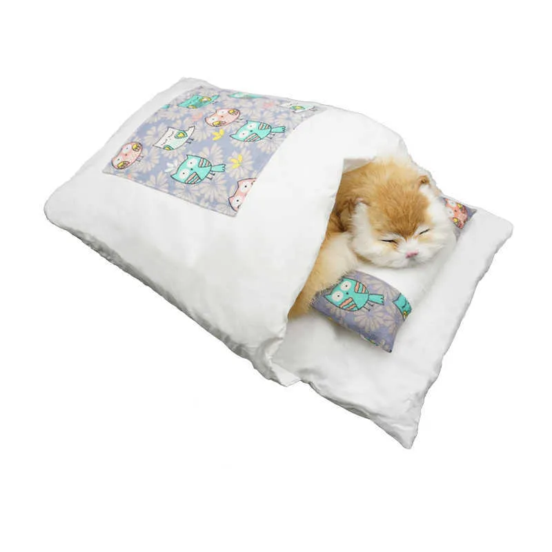 Wymienny koty łóżko Kot ściółki śpiwór Torba Strona główna Materiały domowe Produkty dla kotów Duży Pet Dog Bed House Cave Caser 210722