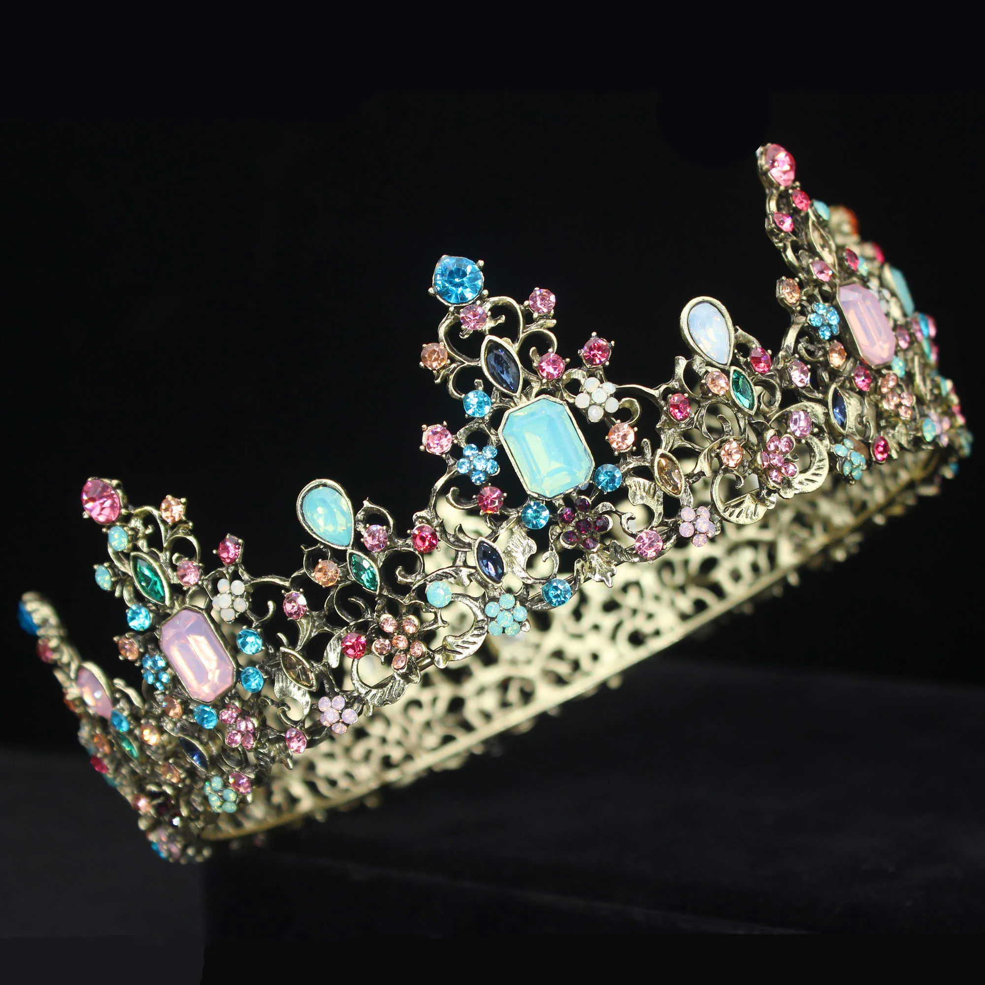 Vintage Kristall Königin König Tiara Krone Braut Barock Diadem Für Frauen Pageant Prom Kopfschmuck Hochzeit Kopf Schmuck Zubehör X0625