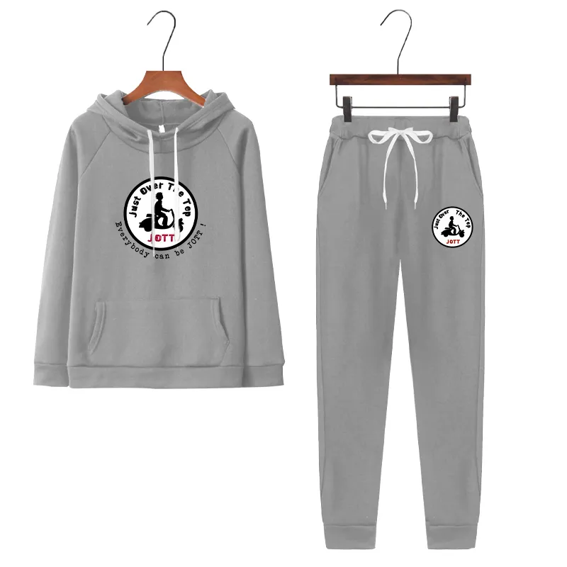 Autumn Casual Jott Printed Long Sleeve Women's Tracksuit Fashion Solid Color Pullover Hoodie and Sweatpants Women's Suit 220311