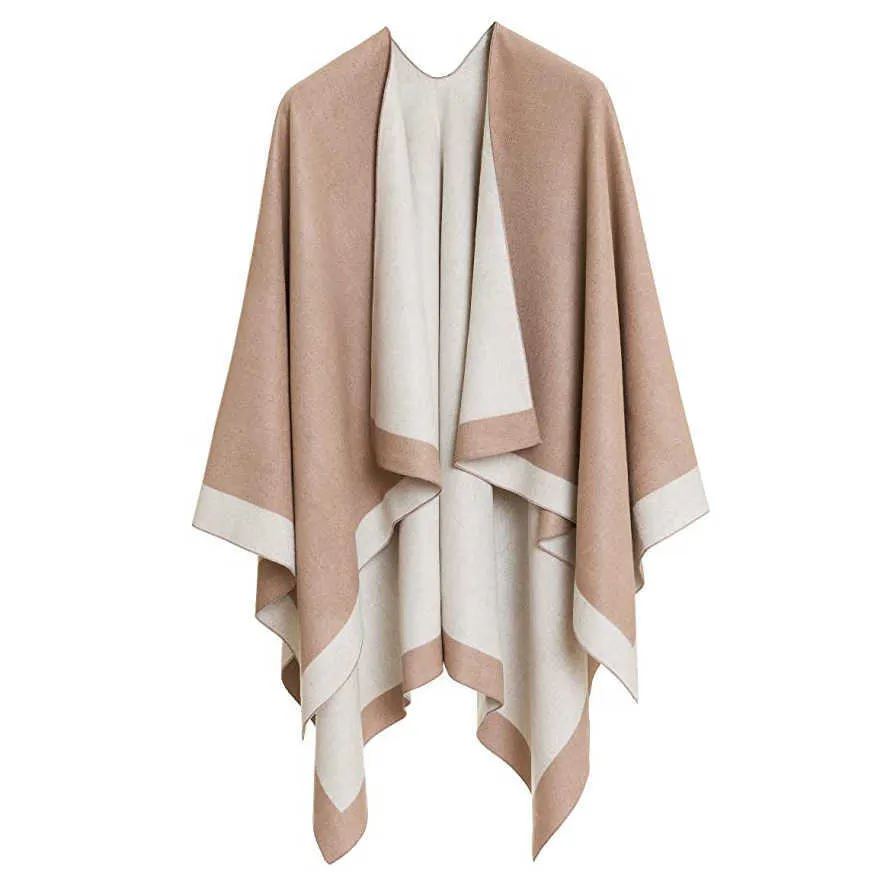 Ladies Pashmina Dickf Cape Bohemia Woman Winter Coat Cloak Imi Tation Cashmere Poncho Cover Up Woolen Shaws Wrap Knit Capa X0722735511