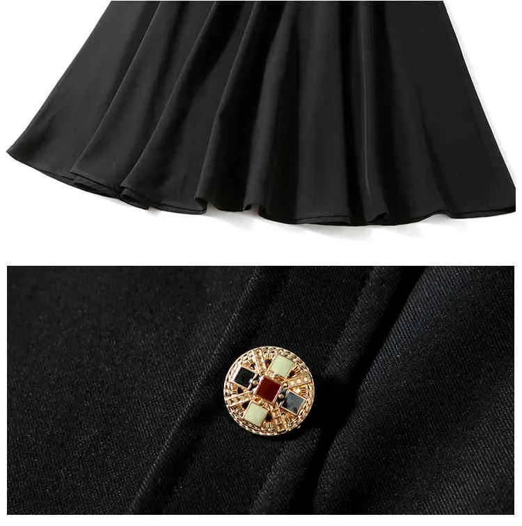 Vintage elegancki dekoracje guzików 90. retro damskie ubiór kołnierza klapa midi Długość szykowna szaty kościelne 210513310r