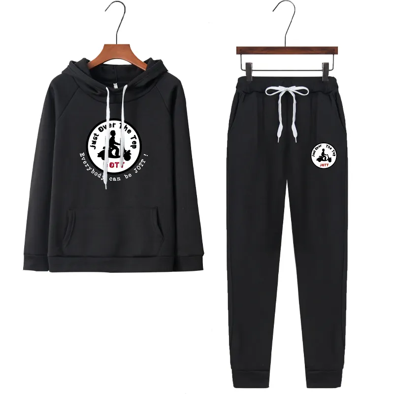 Autumn Casual Jott Printed Long Sleeve Women's Tracksuit Fashion Solid Color Pullover Hoodie and Sweatpants Women's Suit 220311