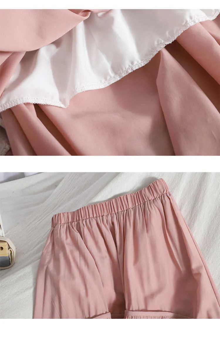 Summer Women Solid Long Skirts Elastic Waist Pleated Maxi Beach Ruffle Vintage Belt Faldas Saia Party Bottoms 210529