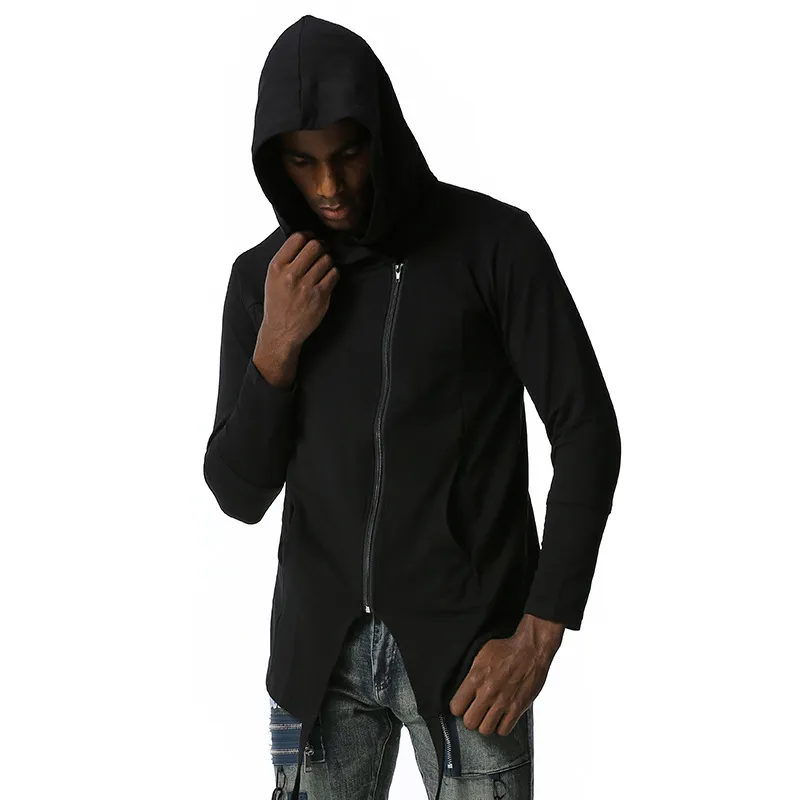 Dunkle unregelmäßige Herren Sweatshirt Herbst Winter Slim Hoodies Männer Rollkragen Übergroße Pullover Solide Reißverschluss Dekoration Männer Kleidung 210524