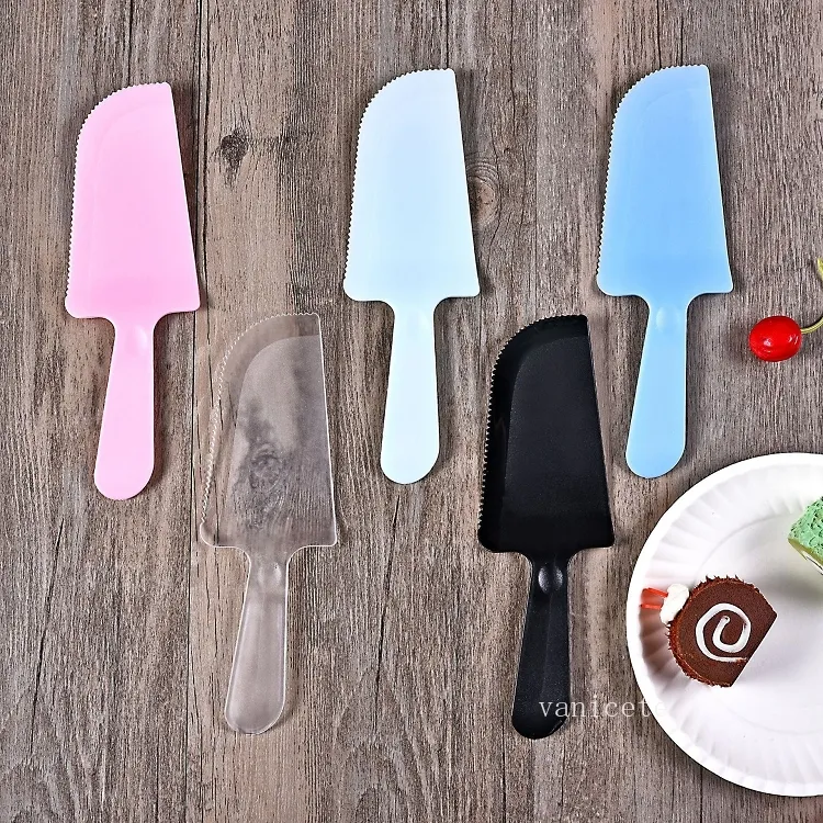 Birthday Cake Cutter Disposable Dessert Cutter Knife Plastic Tableware for Wedding Birthday Party Cake Tools T2I52739