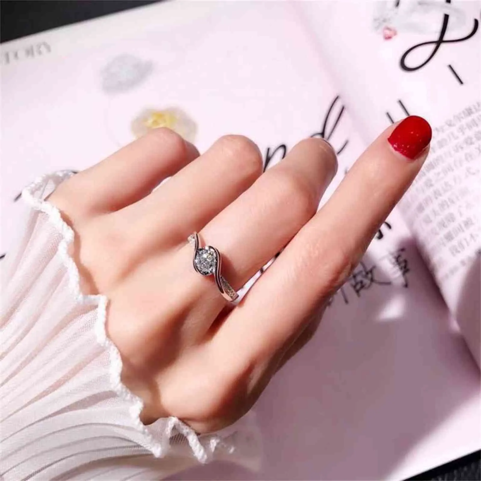 Gift Women Size 6-10 Couple Cubic Zirconia Fashion Jewelry Accessories White Sapphire Ring 925 Silver Rings Wedding Rings G1125