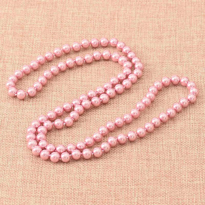 Glouries Rosa Perlen 8mm Größe Für Diy Lange Imitation Perlen Verzauberte Halskette 36 zoll Weiblichen Schmuck Ganze H862