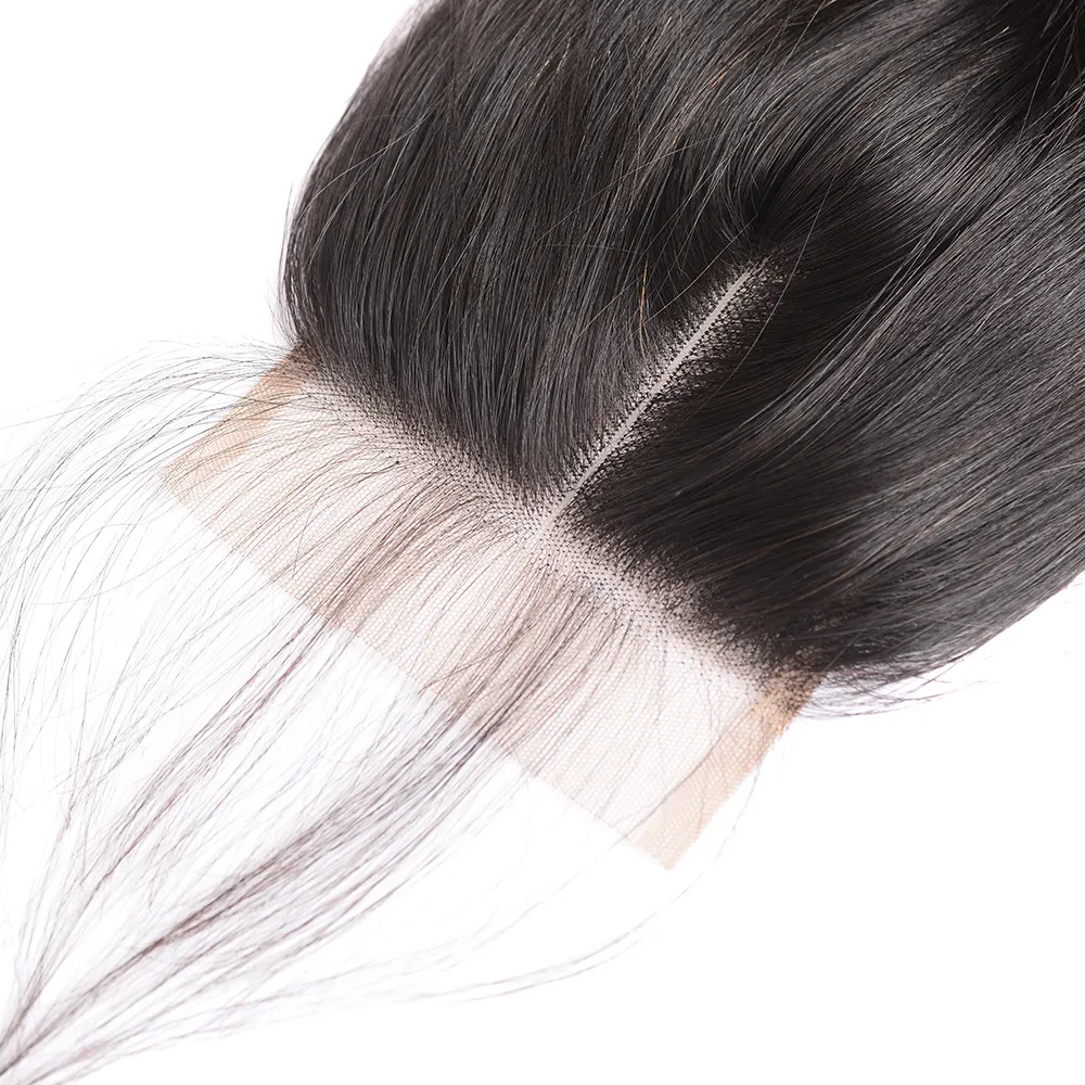 4x4 Swiss Lace Closure 100% cheveux humains pour femmes noires produits capillaires brésiliens ligne de cheveux naturelle vague de corps dentelle frontale Closureusine di