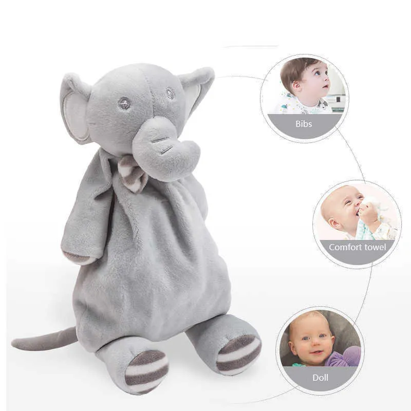 Animal Baby Knuffels Cartoon Bunny Soothe SoPease Handdoek Born Sleeping Speelgoed Zachte Gevulde Beer Doll TOERSTRUKKENDE BLANDIE 210728