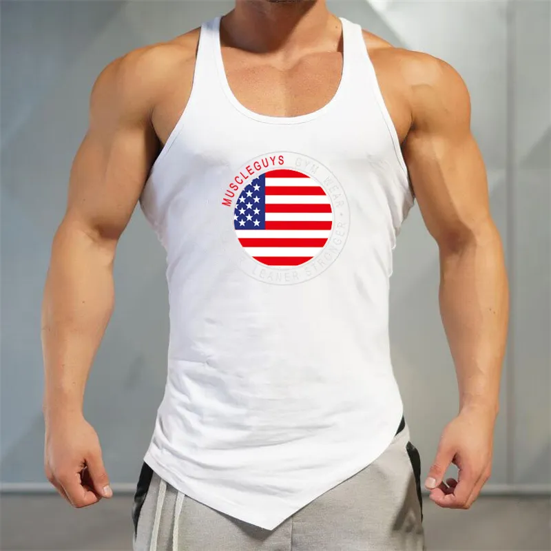 Muscleguys Hombres Tank Top Gimnasios Entrenamiento Fitness Culturismo Camisa sin mangas Ropa de algodón masculino Casual Singlet Chaleco Undershirt 210421