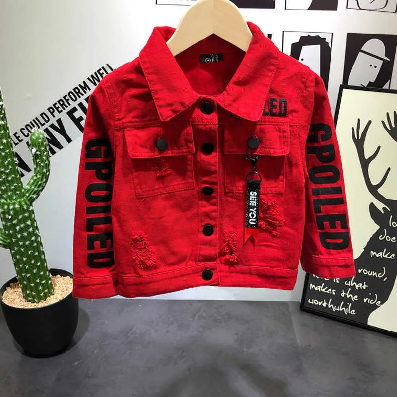 Chłopiec denim kurtka wiosna jesień jesień dla dzieci koreańskie ubrania dzieci maluch odzież baby odzież obrzeżowa płaszcze 211011