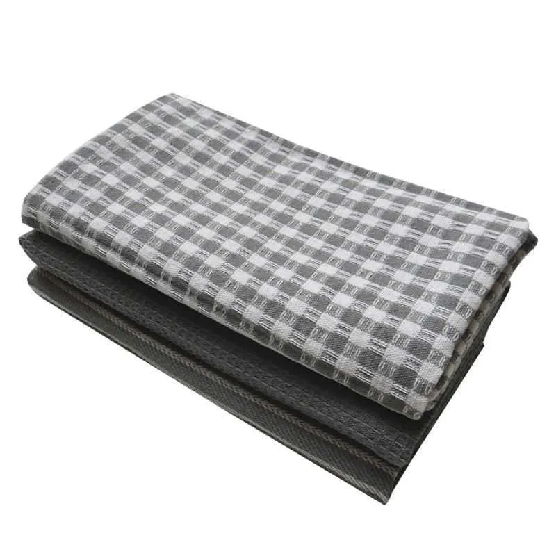 Cotton Dish Cloth Plaid pano de prato Eco-Friendly Kitchen Towel Bulk Tea 210728