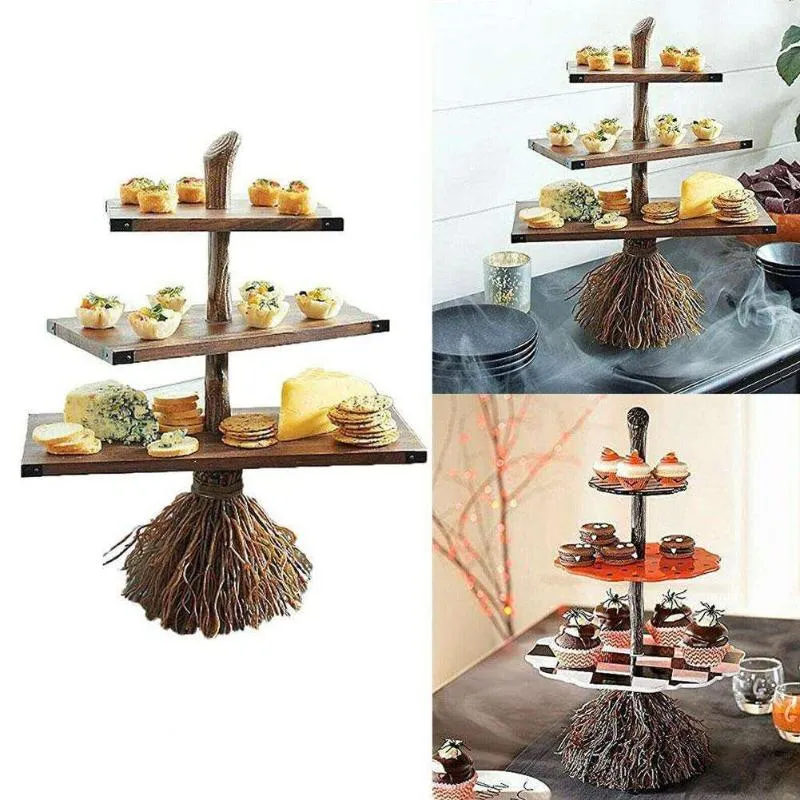 Altro Bakeware Supporto cupcake Supporto torta da dessert Vassoio da portata a 3 livelli Display Piatto da pasticceria riutilizzabile feste di Halloween 238g