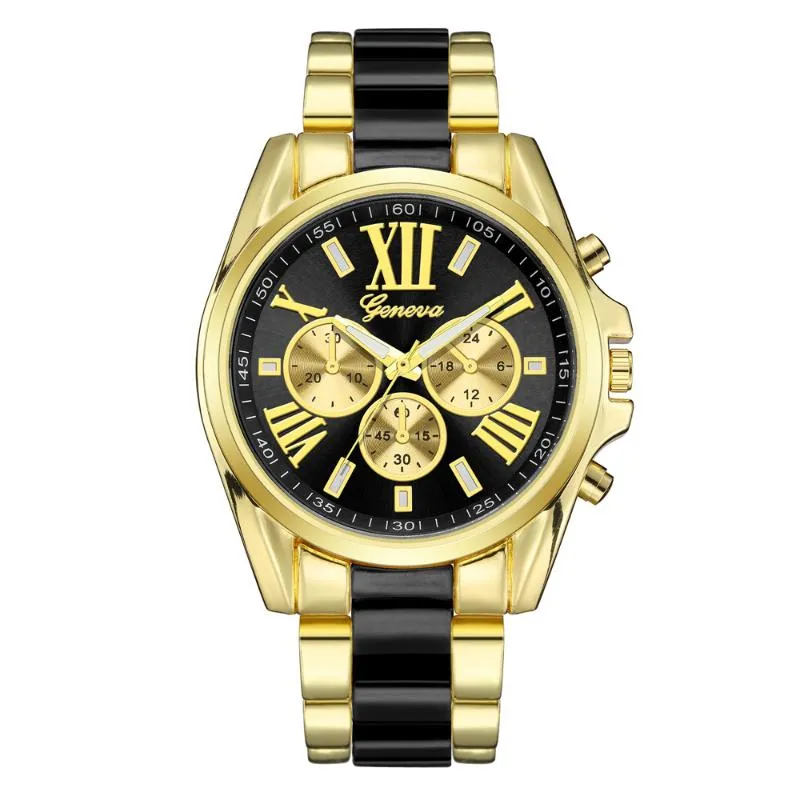 Armbandsur Klassiska herrklocka Genève Reloj Hombre Fashion Quartz Gold Zegarek Meski Multi-Dial Clocks Luminous Montre Homm2858