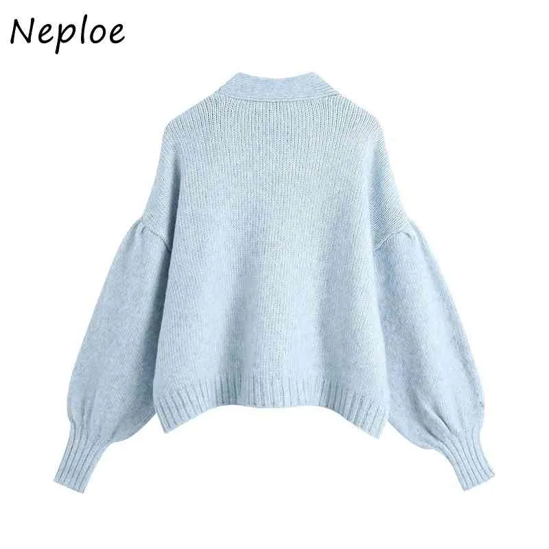 Col en V à manches longues simple poitrine tricot Cardigans Pull femmes solide printemps été Pull Femme tout Match Sueter 210422