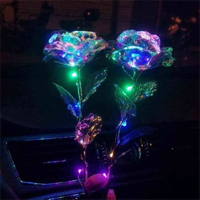 1 st simulering Rose Immortal Valentines Bouquet Lasts Forever Love Artificial LED Flowers With Light Wedding Decor Creative Gift
