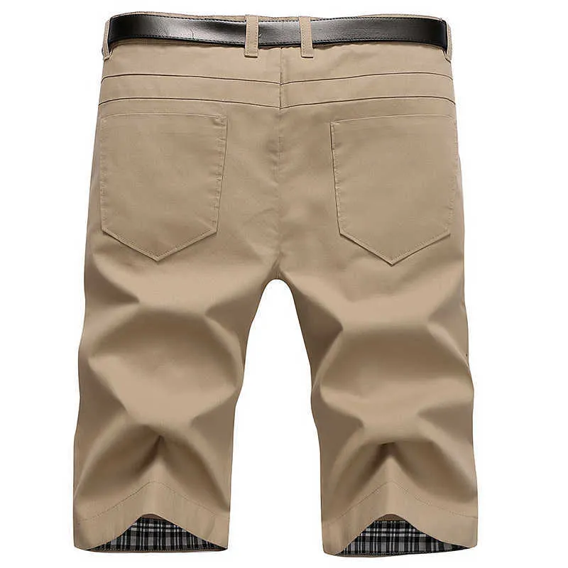 Pantalones cortos rectos de algodón de verano hasta la rodilla para hombre, pantalones chinos elegantes, Bermudas Masculina Vintage de talla grande 210713