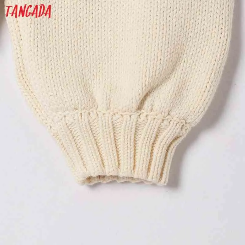 Bottoni con perline da donna Cappotto in cardigan lavorato a maglia stile corto maglione corto vintage beige 6H32 210416
