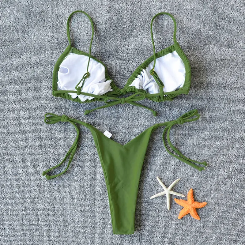 Sexy Micro Bikini Frauen Badeanzug Bandage Set Bademode Weibliche Halter Top Brasilianische Badeanzug Badende Biquini 210621