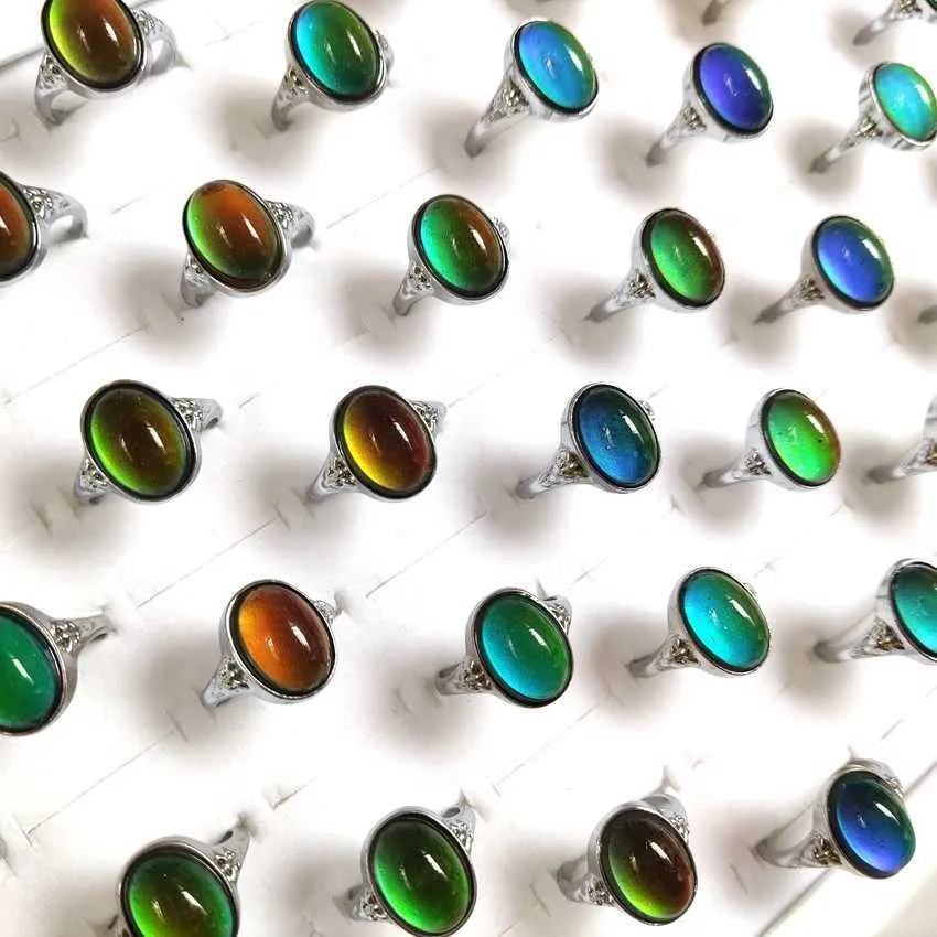 Hele lot Ovale Vorm Mood Ring Emotie Gevoel Temperatuur Veranderende Kleur Ringen Voor Vrouwen Mannen Vintage Bulk Sieraden 22402527