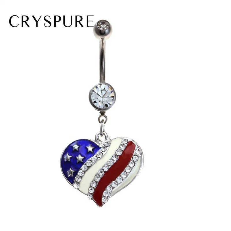 Coeur cristal oreille goujons mode étoile forme drapeau américain boucles d'oreilles pour femmes bijoux patriotiques cadeaux corps piercing accessoires X0709 X0710