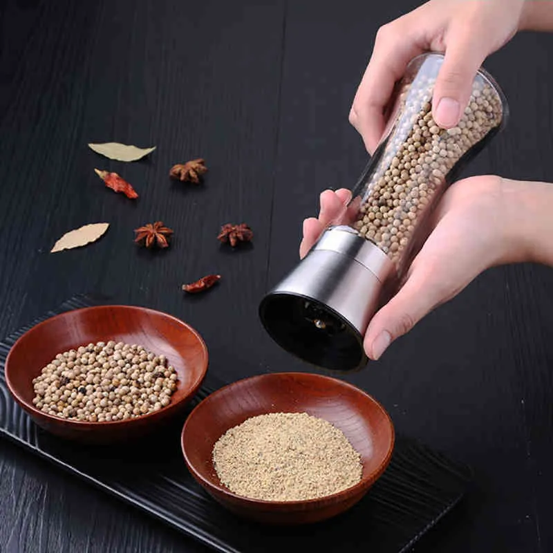 Pepper Mill Grinder Stainless Steel Manual Salt Seasoning Cooking Tools Kitchen Accessories 210423