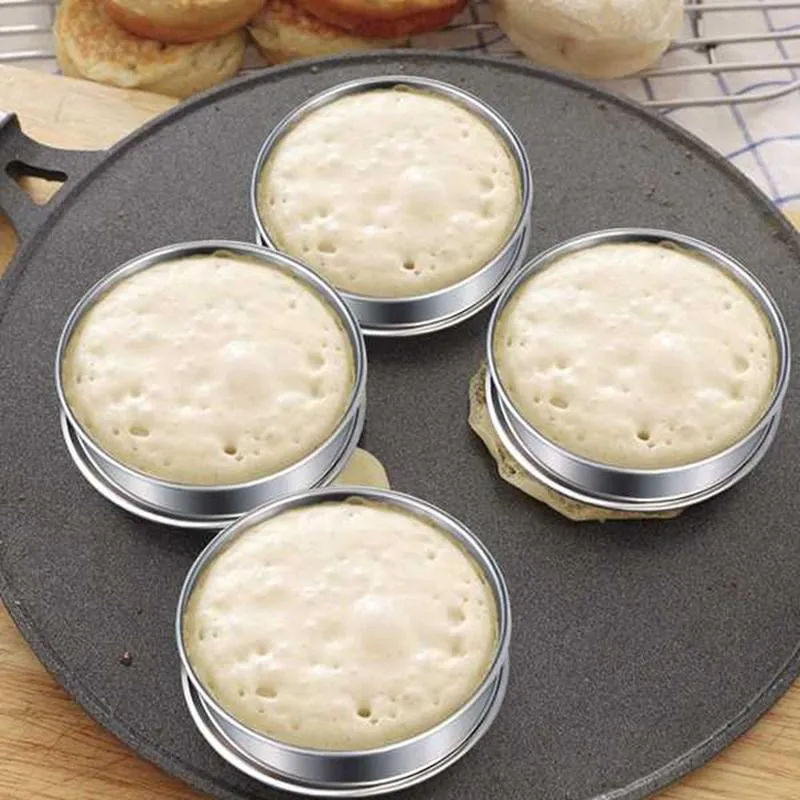 Bakvormen 8 stuks Dubbelgewalste Taartringen Engelse Muffin Crumpet Voor Koken Zandkoekgebak Flan Mousse Cake Ring345J