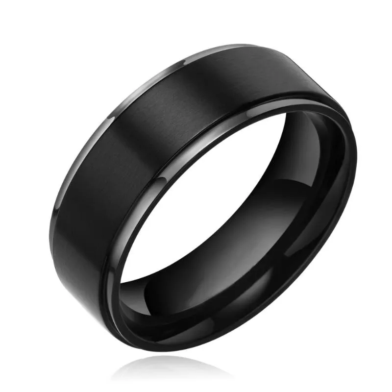 Wedding Rings 6mm & 8mm Sets 100% Pure Titanium Black Couple Bands Engagement Lovers Jewelry Alliance Bague Homme213K