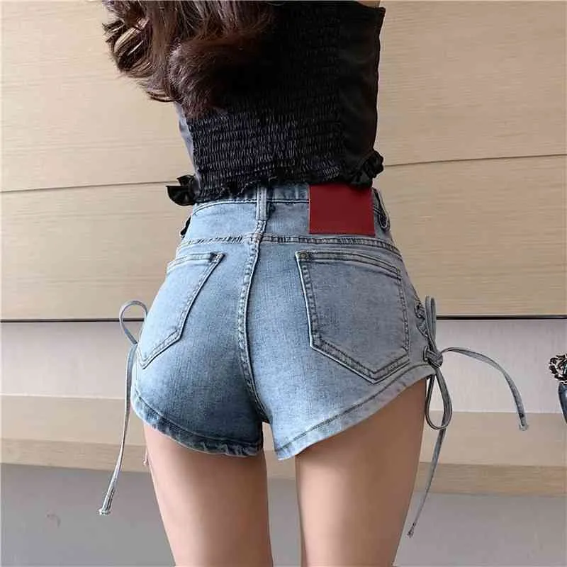 Nomikuma Denim Shorts Coréen Bandage Sexy Split Femmes Jeans Bas D'été Nouvelle Taille Haute Court Feminimos 6G954 210427