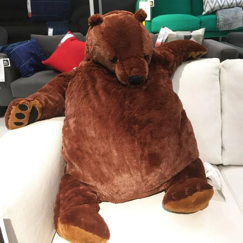 Travesseiro 100cm Brown Teddy Bear DJUNGELSKOG Brinquedos de pelúcia Macio Stuffed Animal Toy Almofada Boneca para menina Drop218z