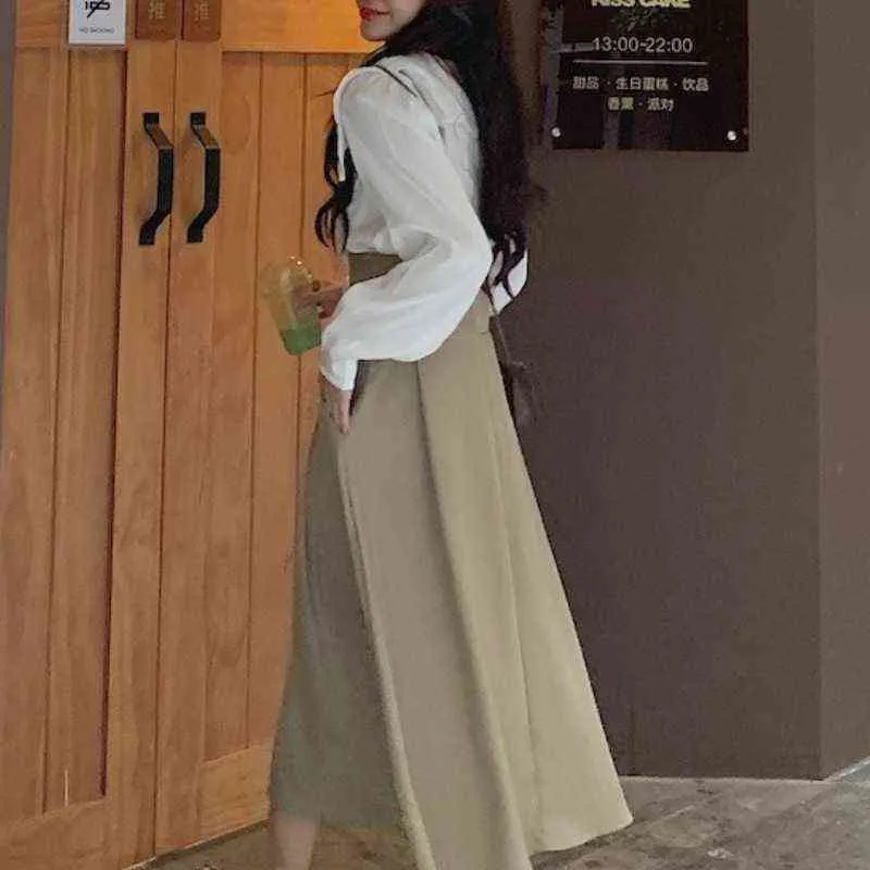 Süße Vintage Midi Kleider für Frauen 2021 Herbst 2 Stück Kleid Set Koreanische Mode Langarm Elegante Abend Party Kleid weibliche Y1204