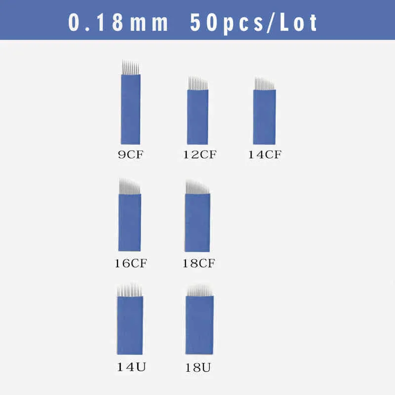 3D刺繍の手動タトゥーペン機械211229のための50ピースバイオマーサー永久化粧眉毛タトゥーブレードマイクロブレード針211229