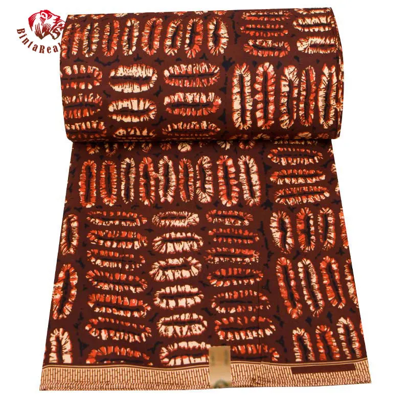 6 Yards Coffee Background Ankara BintaRealWax High Quality Polyester Material African Fabric Party FP6397