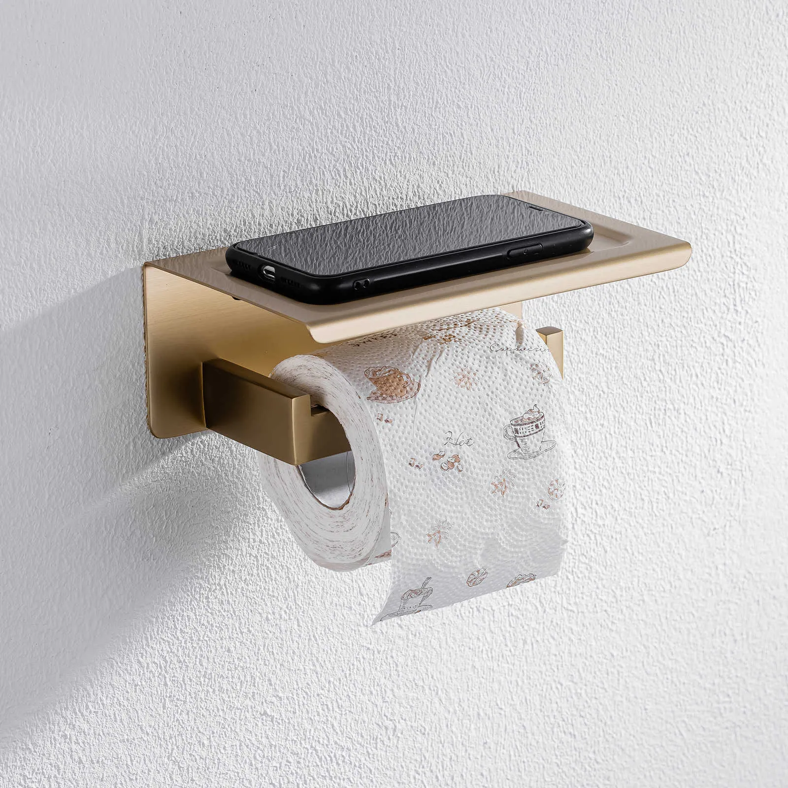 Porta carta igienica in acciaio inossidabile Supporto a parete bagno WC Porta telefono Accessori rotolo di asciugamani 210709