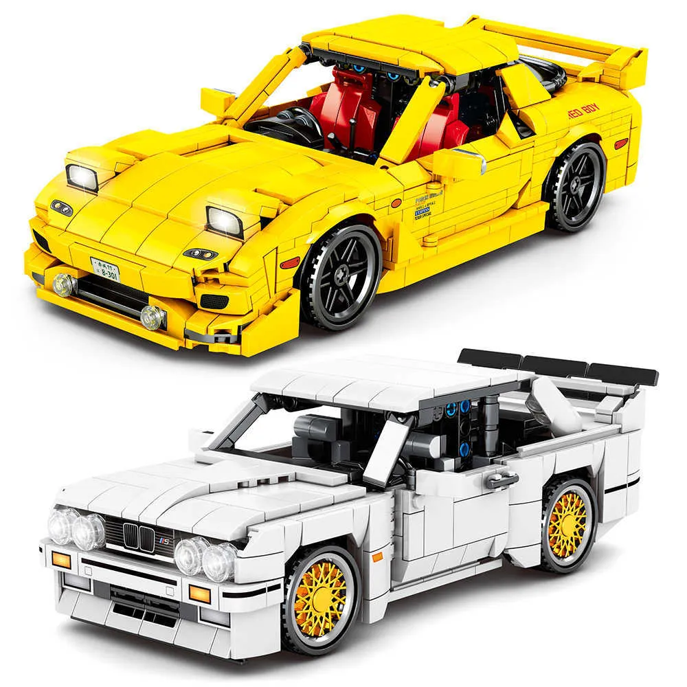 クリエイターアイデアシリーズシティプルバックスピードレーサービルディングブロックスーパーカースポーツ車両レンガおもちゃ子供のための子供Q0624